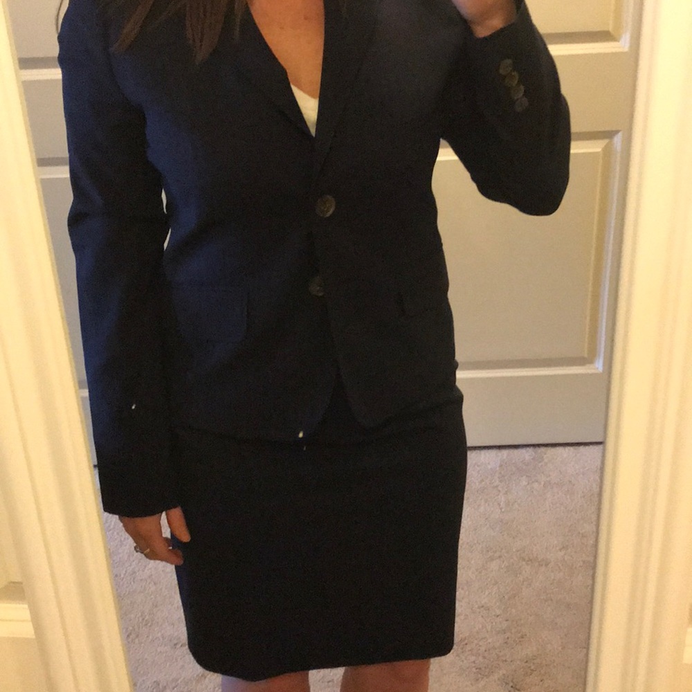 J Crew navy pinstriped skirt suit - 4